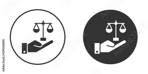 Justice scales in Hand icon vector clipart in black colors. suitable for graphic work