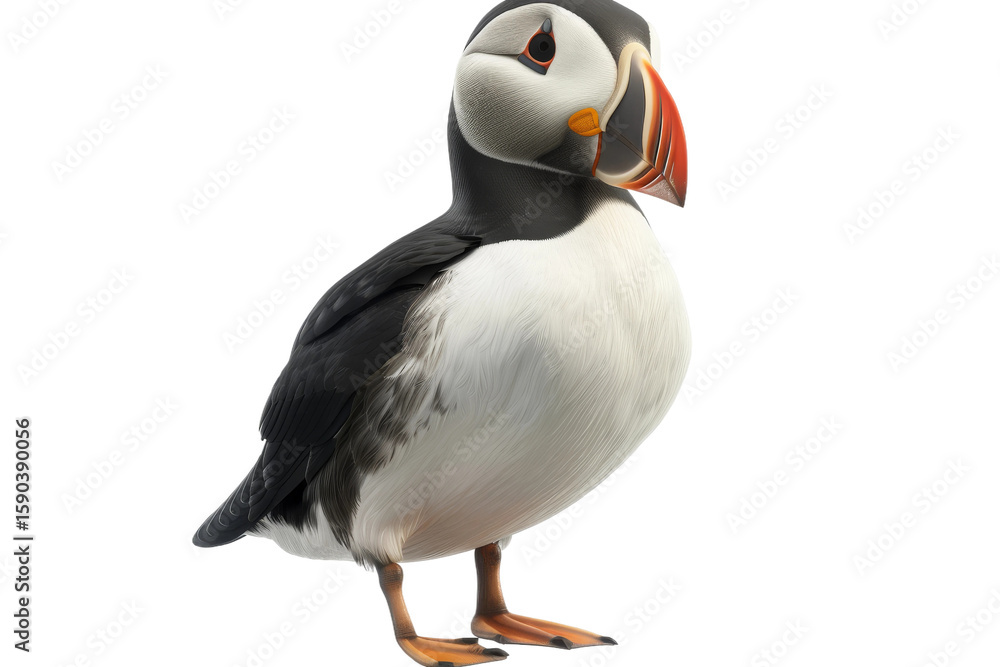 Naklejka premium Puffin Bird with Transparent Clarity