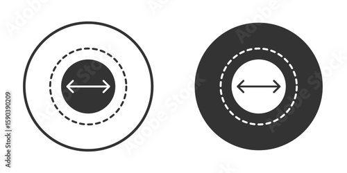 Diameter icon vector clipart in black colors. suitable for graphic work