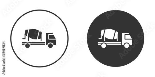 Cement truck icon vector clipart in black colors. suitable for graphic work