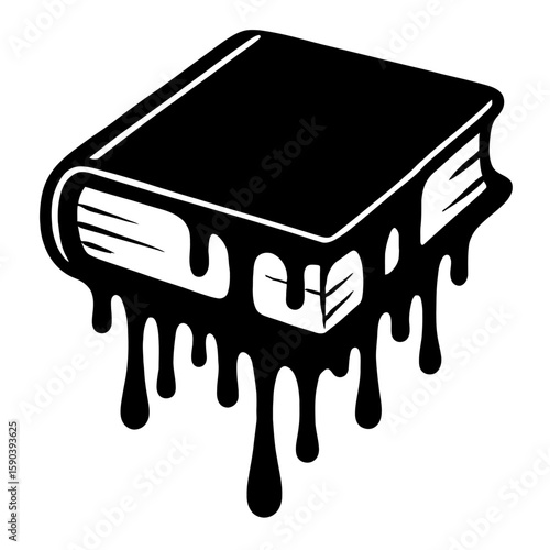 Melting Book with Dripping Effect - Abstract Symbol of Fading Knowledge and Information