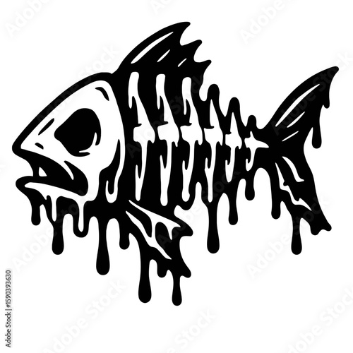 Melting Fish Skeleton - Environmental Pollution and Aquatic Ecosystem Decline