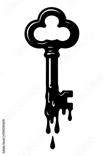 Melting Skeleton Key - Abstract Symbol of Mystery and Unlocking Secrets