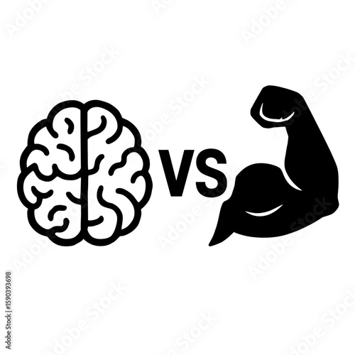 Brain Versus Brawn Concept Icon - Intellect vs. Strength Symbol
