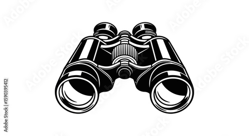 Vector binoculars vector illustration for outdoor adventure optical equipment and travel viewing tool design asset
