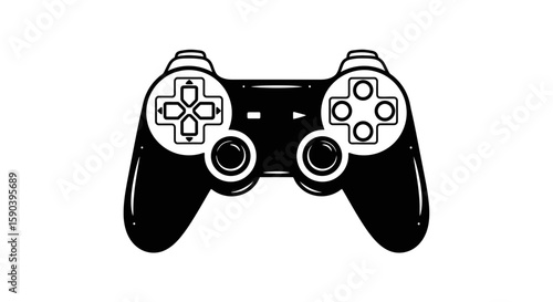 Vector black and white game controller vector for console gaming and esports tournaments and video game design assets