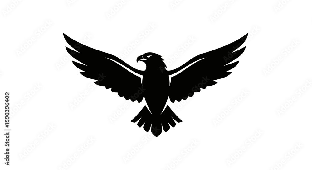 Obraz premium Vector black eagle vector illustration soaring high with open wings design for logo and graphic design needs