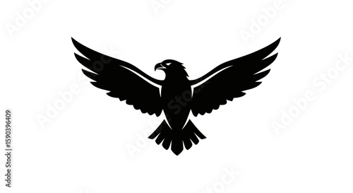 Vector black eagle vector illustration soaring high with open wings design for logo and graphic design needs