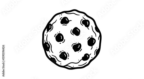 Vector chocolate chip cookie drawing vector illustration, delicious dessert, bakery product, sweet treat, snack food