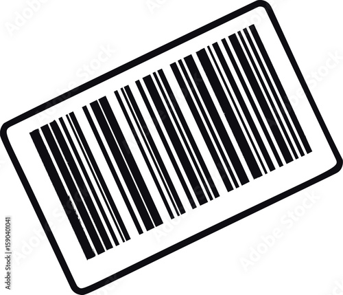 Black and white barcode at an angle, digital retail symbol. Vector illustration