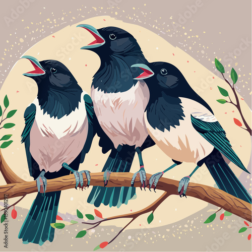 Magpie Trio Making a Lot of Chatter - 1