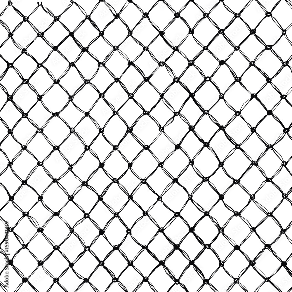 Closeup of black and white chain link fence with intricate geometric pattern. Vector illustration Closeup of black and white chain link fence with intricate geometric pattern. Vector illustration