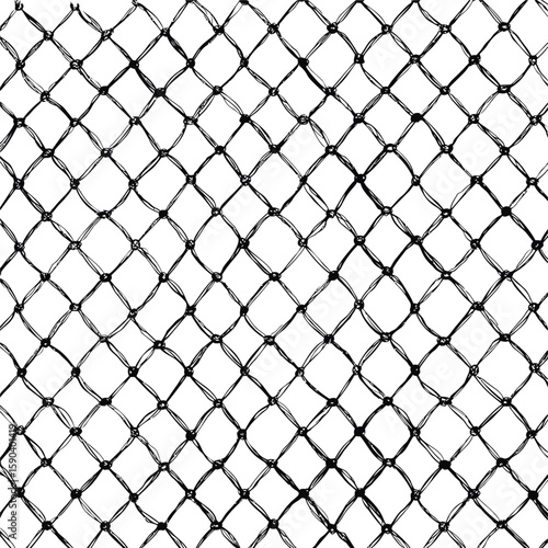 Closeup of black and white chain link fence with intricate geometric pattern. Vector illustration