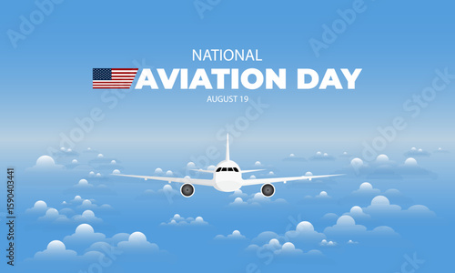 National Aviation Day August 19 Background Vector Illustration