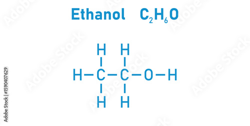 Chemical Structure of Ethanol or Ethyl Alcohol.