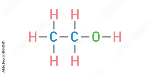 Chemical Structure of Ethanol or Ethyl Alcohol.