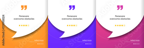 3D bubble testimonial banner, quote, infographic. Social media post template designs for quotes. Empty speech bubbles, quote bubbles and text box. Vector Illustration EPS10.
