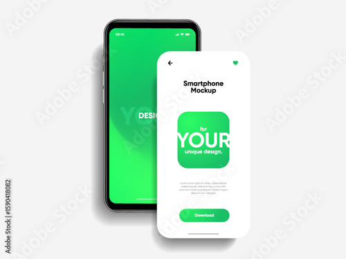 Realistic smartphone mockup. Mobile phone vector with isolated on white background. Device front view. 3D mobile phone with shadow. Realistic, high quality smart phone mockup for ui ux presentation.