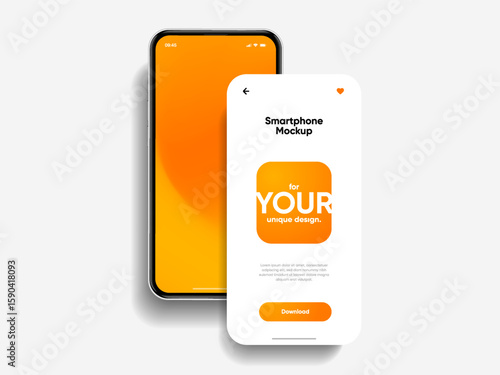 Realistic smartphone mockup. Mobile phone vector with isolated on white background. Device front view. 3D mobile phone with shadow. Realistic, high quality smart phone mockup for ui ux presentation.