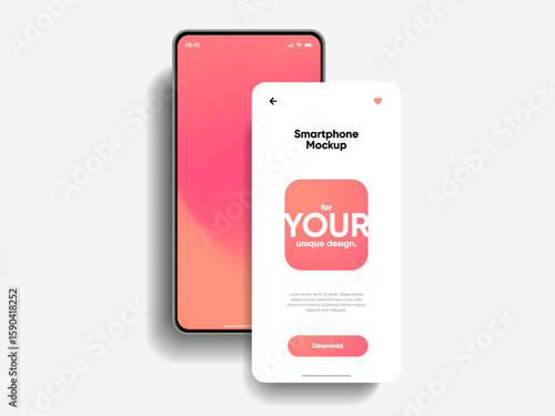 Realistic smartphone mockup. Mobile phone vector with isolated on white background. Device front view. 3D mobile phone with shadow. Realistic, high quality smart phone mockup for ui ux presentation.
