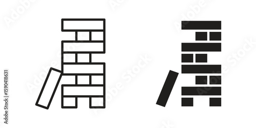 Wooden block icon. vector flat and line symbols. Vector Graphics.