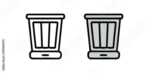 Two Cartoon Style Illustration of Trash Bins on a White Background