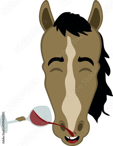 vector illustration character face hose cartoon, drinking a glass of wine beverage