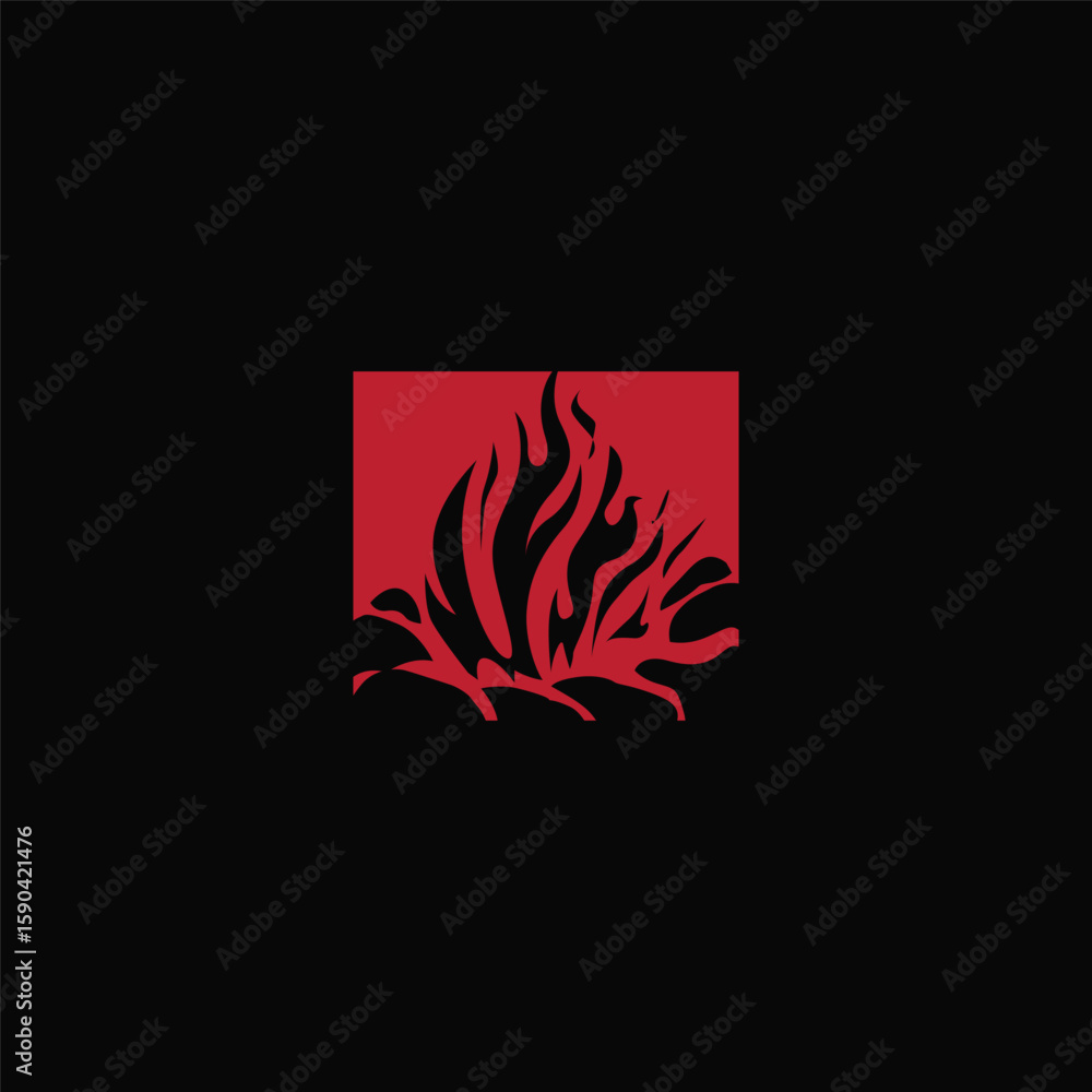 Obraz premium Design wood and fire, logo campfire bonfire vector camping adventure vintage illustration