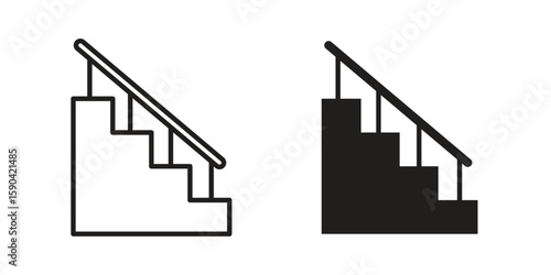 Stairs icon. vector flat and line symbols. Vector Graphics.