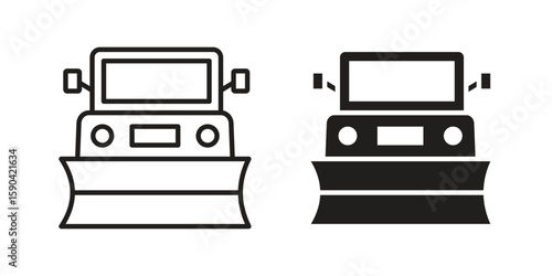 Snowplow icon. vector flat and line symbols. Vector Graphics.