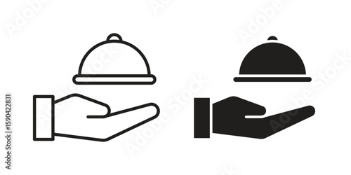 Restaurant Tray icon. vector flat and line symbols. Vector Graphics.