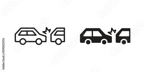 Rear end collision icon. vector flat and line symbols. Vector Graphics.