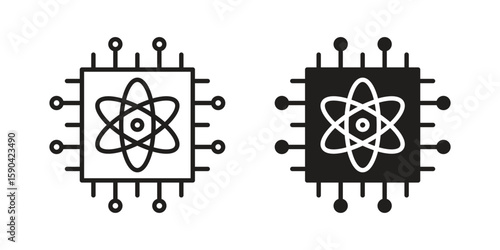 Quantum computing icon. vector flat and line symbols. Vector Graphics.
