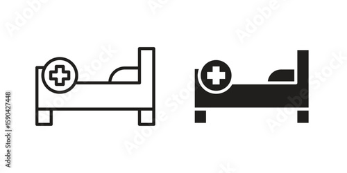 Hospital bed icon. vector flat and line symbols. Vector Graphics.