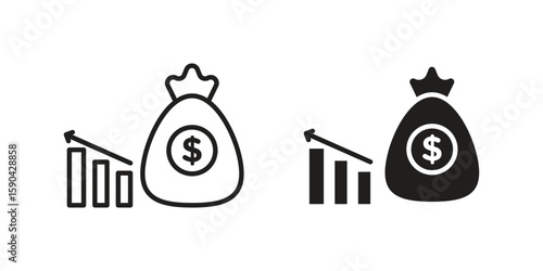 Fiscal policy icon. vector flat and line symbols. Vector Graphics.