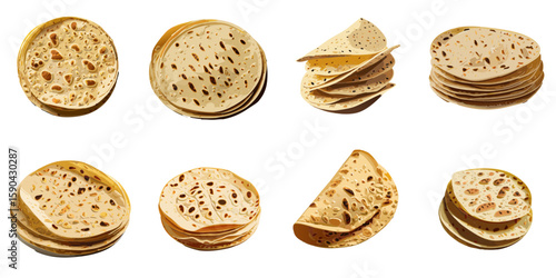 Multiple vector illustrations of delicately drawn tortillas

