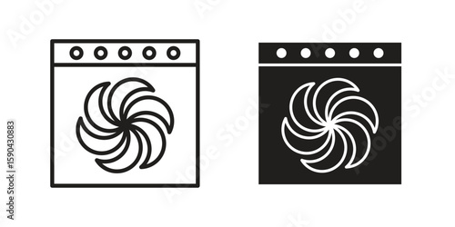 Convection turbofan stove icon. vector flat and line symbols. Vector Graphics.