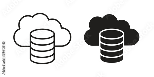 Cloud server icon. vector flat and line symbols. Vector Graphics.