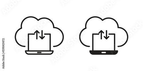 Cloud computing icon. vector flat and line symbols. Vector Graphics.