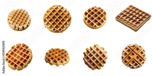 Multiple vector illustrations of delicately drawn waffles


