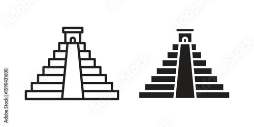 Chichen Itza icon. vector flat and line symbols. Vector Graphics.