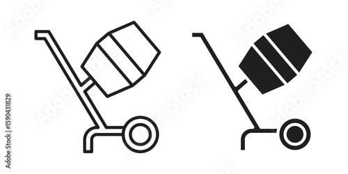 Cement mixer icon. vector flat and line symbols. Vector Graphics.