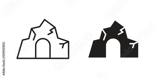 cave icon. vector flat and line symbols. Vector Graphics.