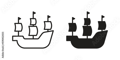 Caravel icon. vector flat and line symbols. Vector Graphics.
