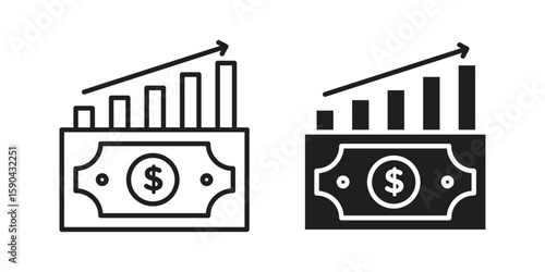 capital gain icon. vector flat and line symbols. Vector Graphics.