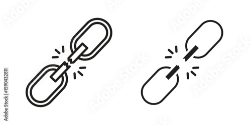 Broken link icon. vector flat and line symbols. Vector Graphics.