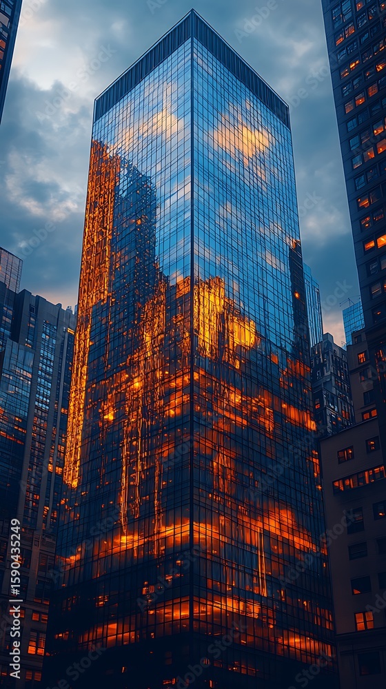 Obraz premium Modern glass building urban reflection illustration images