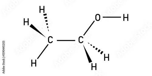 Chemical Structure of Ethanol or Ethyl Alcohol.