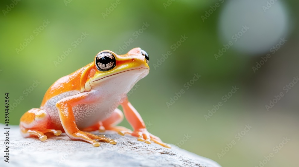 Fototapeta premium Vibrant Madagascar tomato frog showcasing unique features in profile view