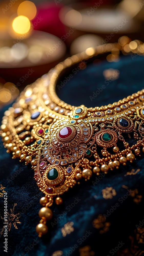 Obraz premium Ornate gold necklace, detailed close-up